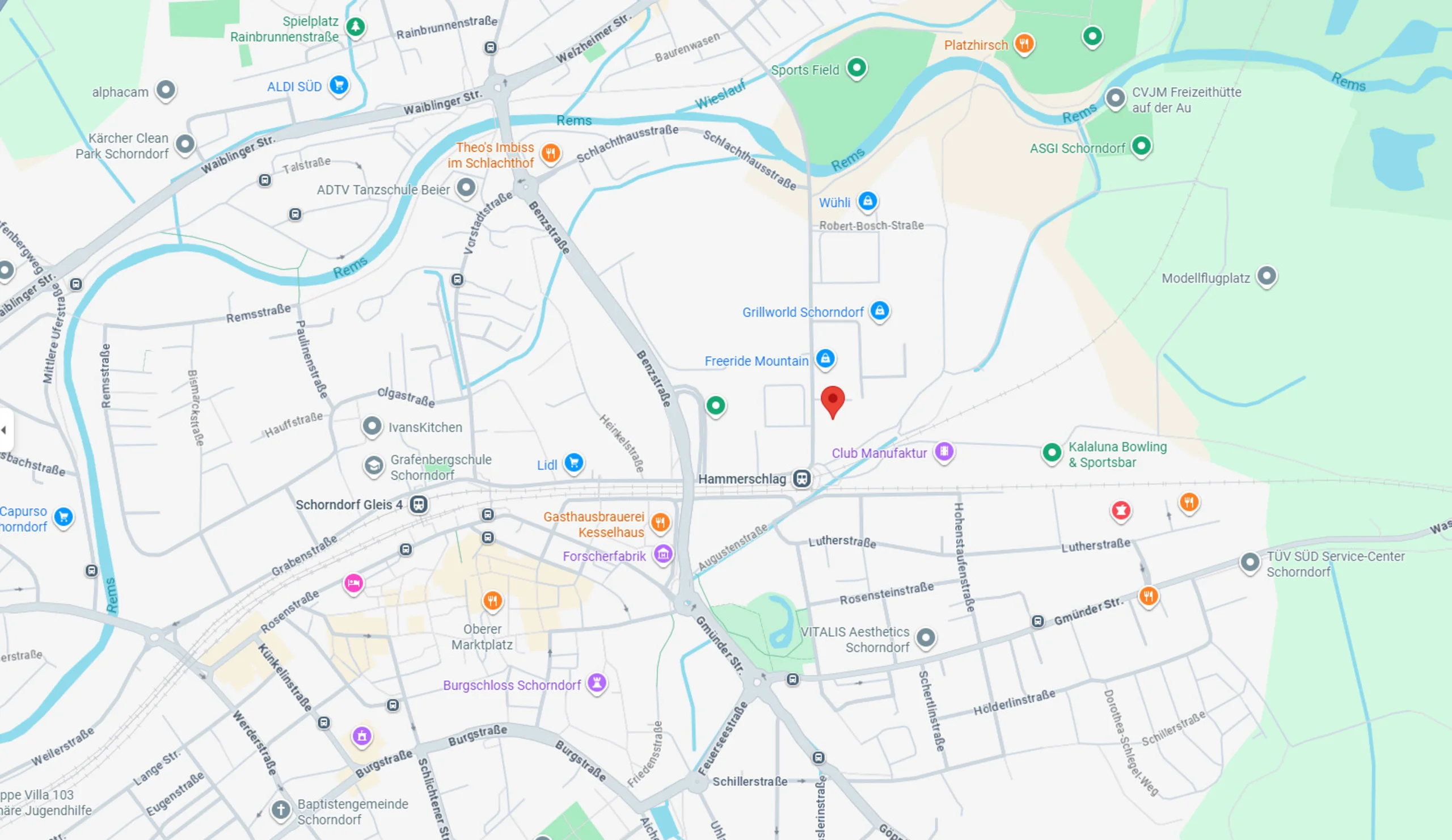 Anfahrtskarte: Lage von SCHWEGLER in Schorndorf, Heinkelstraße 35